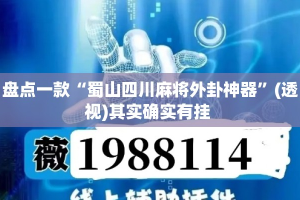 盘点一款“蜀山四川麻将外卦神器”(透视)其实确实有挂 