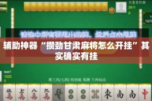 辅助神器“攒劲甘肃麻将怎么开挂”其实确实有挂