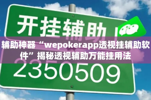 辅助神器“wepokerapp透视挂辅助软件”揭秘透视辅助万能挂用法