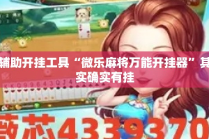 辅助开挂工具“微乐麻将万能开挂器”其实确实有挂
