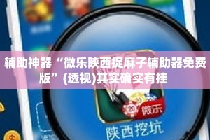 辅助神器“微乐陕西捉麻子辅助器免费版”(透视)其实确实有挂 