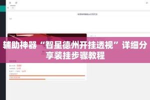 辅助神器“智星德州开挂透视”详细分享装挂步骤教程