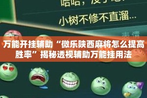 万能开挂辅助“微乐陕西麻将怎么提高胜率”揭秘透视辅助万能挂用法