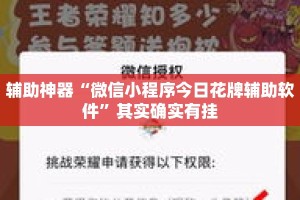 辅助神器“微信小程序今日花牌辅助软件”其实确实有挂