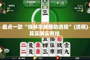 盘点一款“桂林字牌辅助透视”(透视)其实确实有挂 
