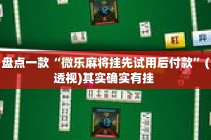 盘点一款“微乐麻将挂先试用后付款”(透视)其实确实有挂 