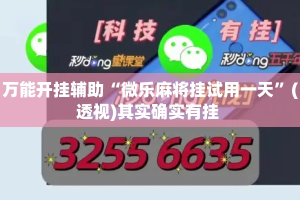 万能开挂辅助“微乐麻将挂试用一天”(透视)其实确实有挂 