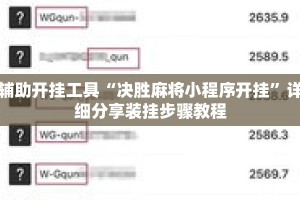 辅助开挂工具“决胜麻将小程序开挂”详细分享装挂步骤教程