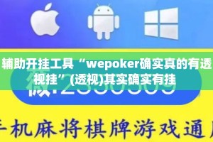 辅助开挂工具“wepoker确实真的有透视挂”(透视)其实确实有挂 