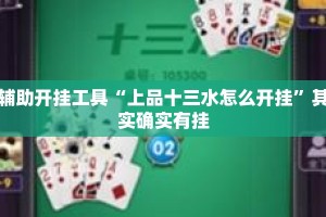 辅助开挂工具“上品十三水怎么开挂”其实确实有挂