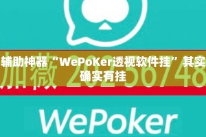 辅助神器“WePoKer透视软件挂”其实确实有挂