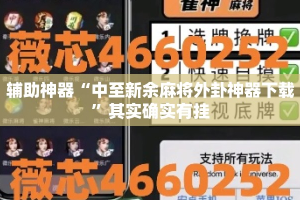 辅助神器“中至新余麻将外卦神器下载”其实确实有挂