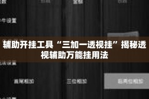 辅助开挂工具“三加一透视挂”揭秘透视辅助万能挂用法