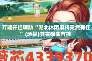 万能开挂辅助“湖北休闲麻将竟然有挂”(透视)其实确实有挂 