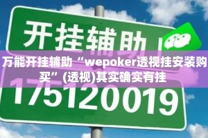 万能开挂辅助“wepoker透视挂安装购买”(透视)其实确实有挂 