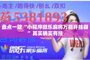 盘点一款“小程序微乐麻将万能开挂器”其实确实有挂