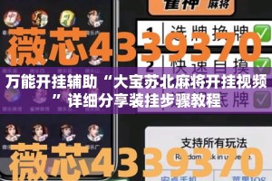 万能开挂辅助“大宝苏北麻将开挂视频”详细分享装挂步骤教程