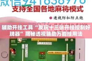 辅助开挂工具“友玩十三张开挂控制好牌器”揭秘透视辅助万能挂用法
