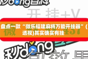 盘点一款“微乐福建麻将万能开挂器”(透视)其实确实有挂 