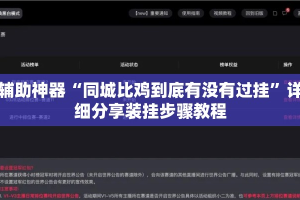 辅助神器“同城比鸡到底有没有过挂”详细分享装挂步骤教程