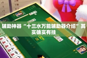 辅助神器“十三水万能辅助器介绍”其实确实有挂