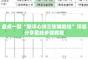 盘点一款“新详心拼三张辅助挂”详细分享装挂步骤教程
