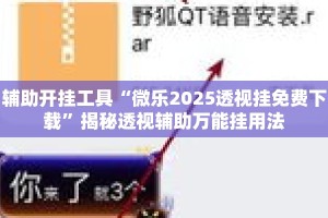 辅助开挂工具“微乐2025透视挂免费下载”揭秘透视辅助万能挂用法