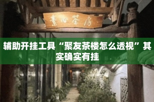 辅助开挂工具“聚友茶楼怎么透视”其实确实有挂