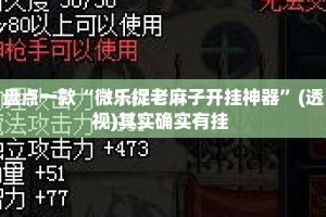 盘点一款“微乐捉老麻子开挂神器”(透视)其实确实有挂 
