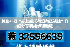 辅助神器“好友娱乐有没有透视挂”详细分享装挂步骤教程