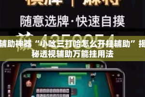 辅助神器“小吆三打哈怎么开挂辅助”揭秘透视辅助万能挂用法