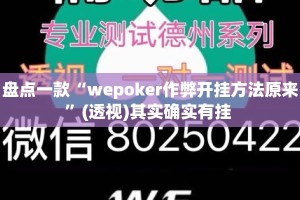 盘点一款“wepoker作弊开挂方法原来”(透视)其实确实有挂 