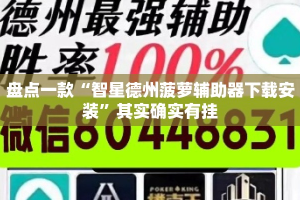 盘点一款“智星德州菠萝辅助器下载安装”其实确实有挂