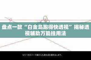 盘点一款“白金岛跑得快透视”揭秘透视辅助万能挂用法