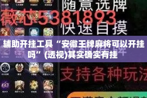 辅助开挂工具“安徽王牌麻将可以开挂吗”(透视)其实确实有挂 