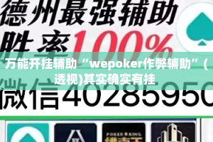 万能开挂辅助“wepoker作弊辅助”(透视)其实确实有挂 