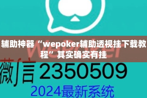 辅助神器“wepoker辅助透视挂下载教程”其实确实有挂