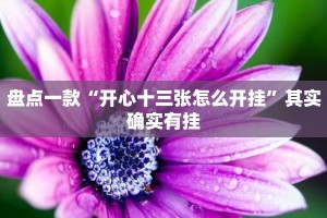 盘点一款“开心十三张怎么开挂”其实确实有挂
