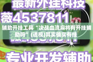 辅助开挂工具“决战血流麻将有开挂辅助吗”(透视)其实确实有挂 