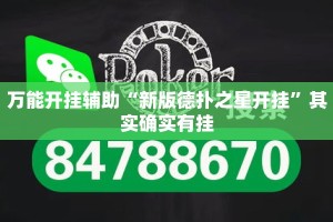 万能开挂辅助“新版德扑之星开挂”其实确实有挂