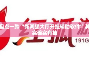 盘点一款“新鸿狐大厅开挂辅助软件”其实确实有挂