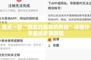 盘点一款“微友约局真的有挂”详细分享装挂步骤教程