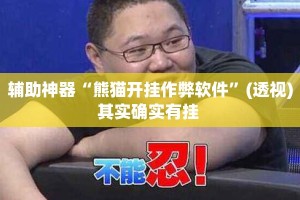 辅助神器“熊猫开挂作弊软件”(透视)其实确实有挂 