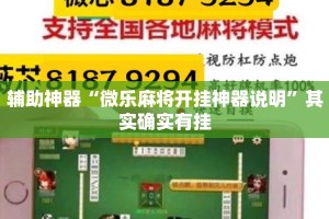 辅助神器“微乐麻将开挂神器说明”其实确实有挂