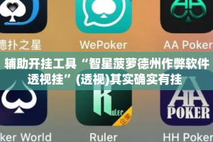 辅助开挂工具“智星菠萝德州作弊软件透视挂”(透视)其实确实有挂 