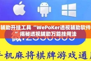辅助开挂工具“WePoKer透视辅助软件”揭秘透视辅助万能挂用法