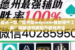 盘点一款“德州局wepoker辅助插件工具”揭秘透视辅助万能挂用法