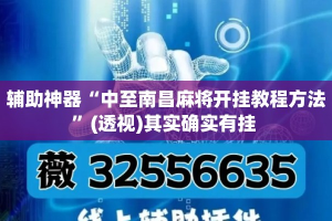 辅助神器“中至南昌麻将开挂教程方法”(透视)其实确实有挂 