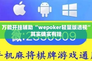 万能开挂辅助“wepoker轻量版透视”其实确实有挂