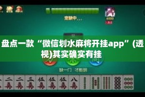 盘点一款“微信划水麻将开挂app”(透视)其实确实有挂 